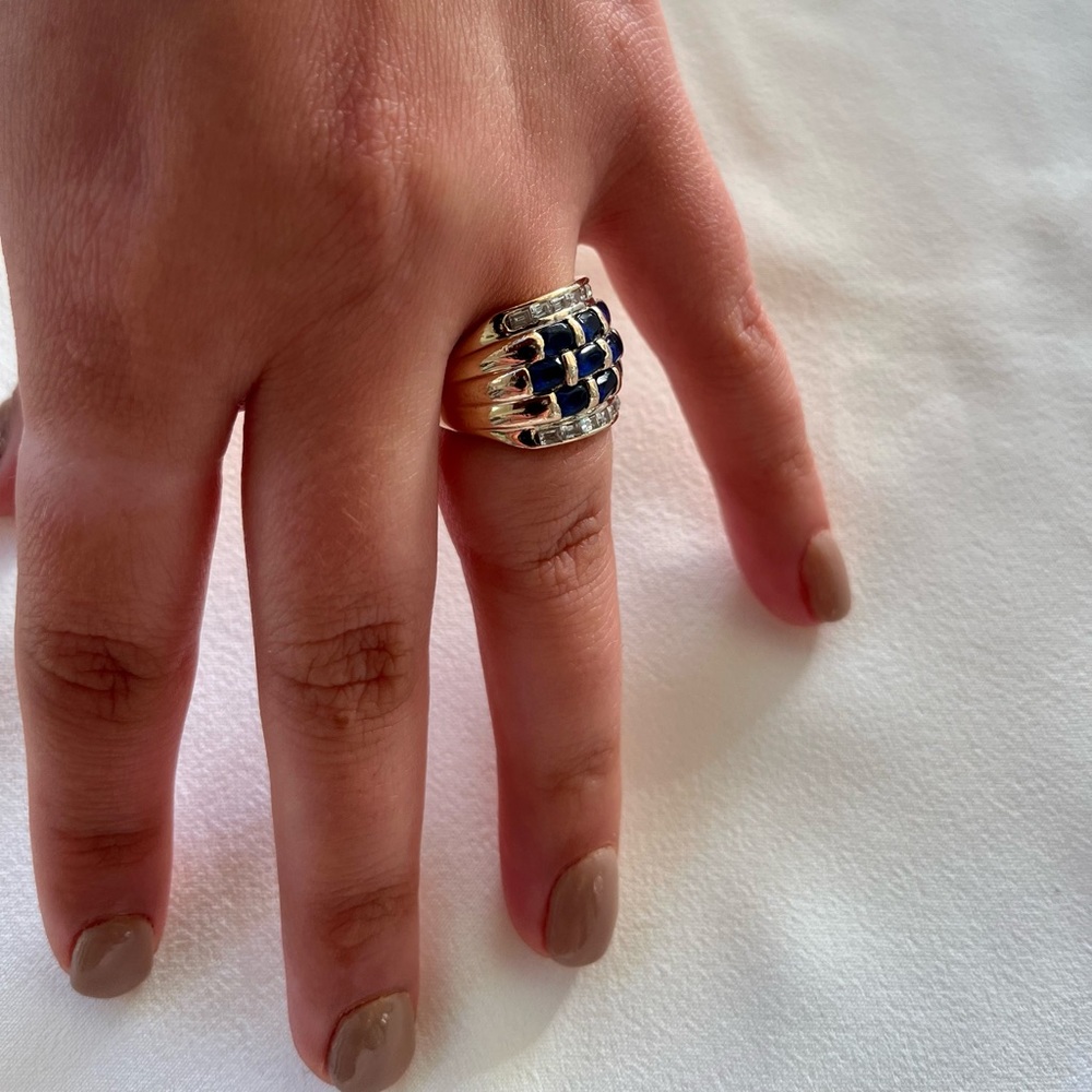 Sapphire and CZ Cocktail Ring - Picture 16 of 16